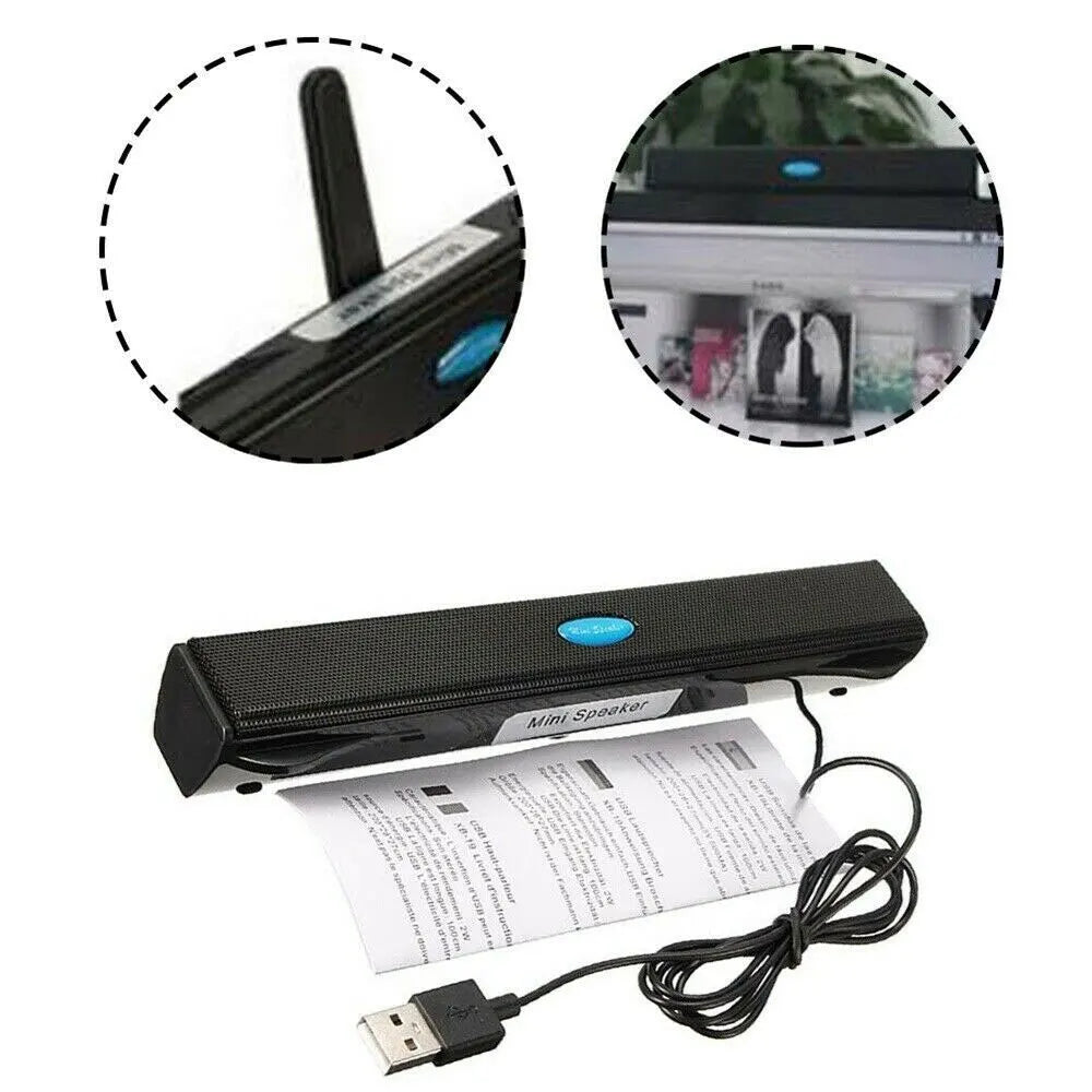 Mini 3D Surround Soundbar USB Wired Speaker Multimedia Desktop Long Speaker for Phone PC Laptop
