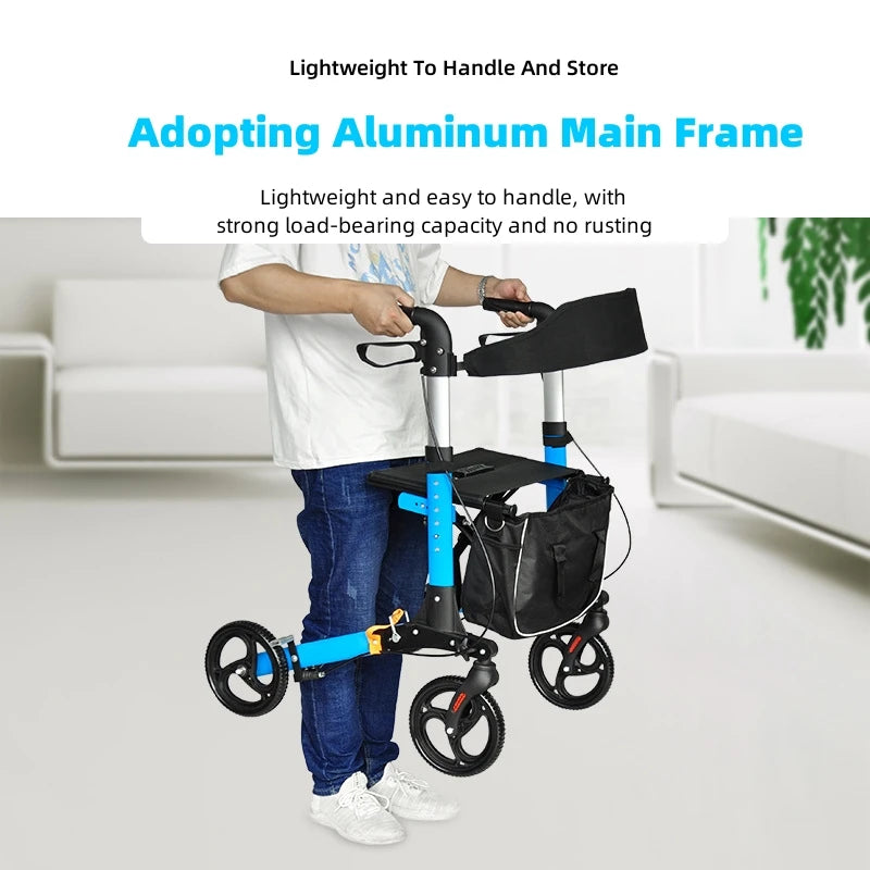 Rehabilition walker walking rollator - folding - aluminum