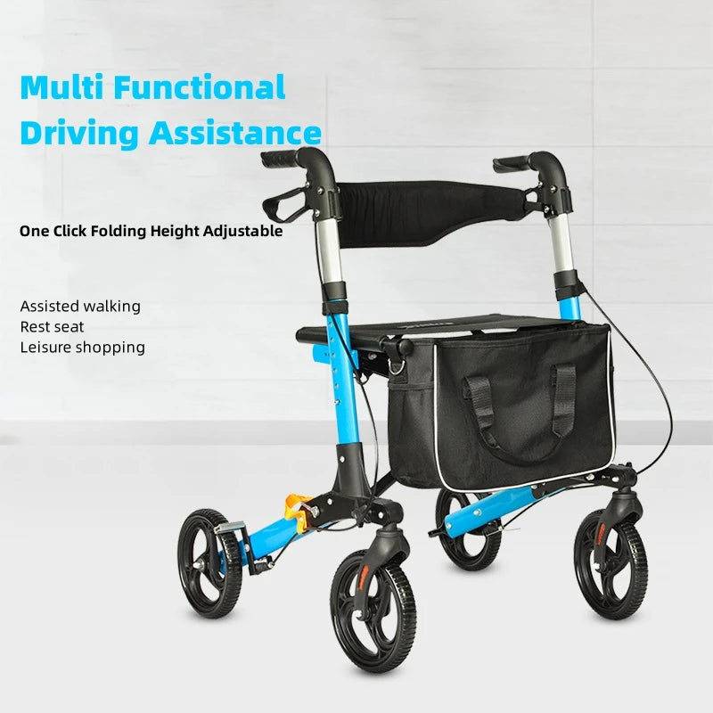 Rehabilition walker walking rollator - folding - aluminum