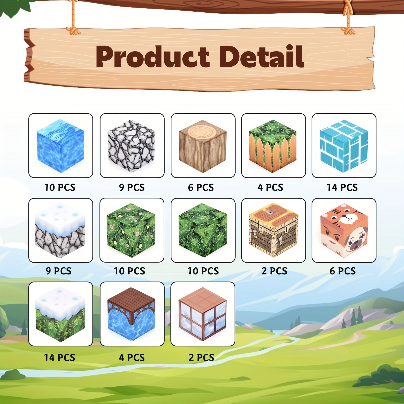 100pcs Magnetic Building Blocks - Minecraft style