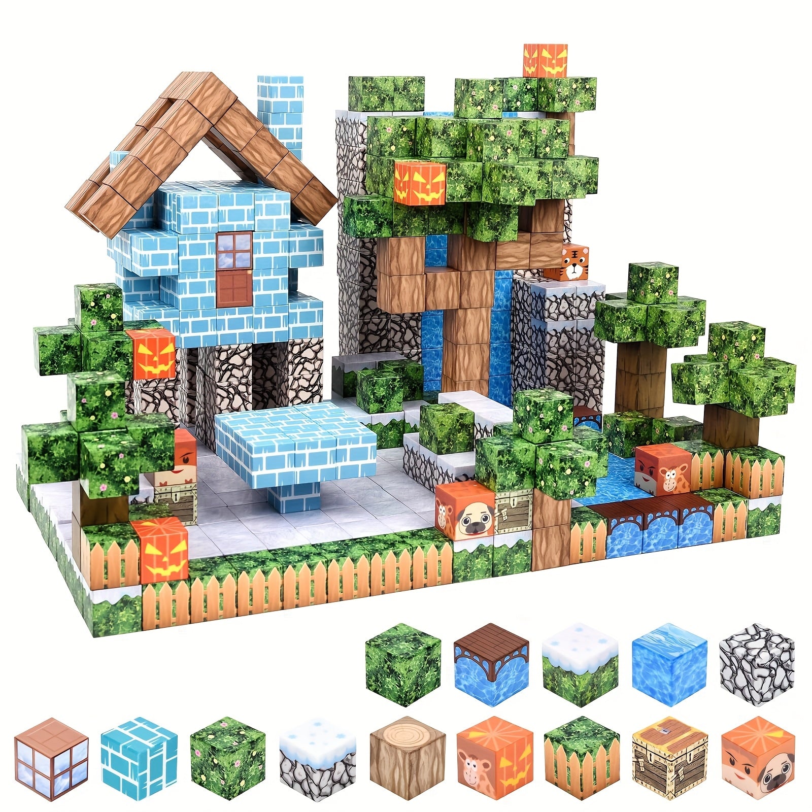 100pcs Magnetic Building Blocks - Minecraft style