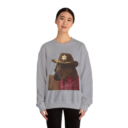 Funny Dog Sheriff Crewneck Sweatshirt, Unisex Humor Pullover, Pet Lover Gift, Cozy Casual Wear, Animal Lover Apparel
