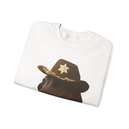 Funny Dog Sheriff Crewneck Sweatshirt, Unisex Humor Pullover, Pet Lover Gift, Cozy Casual Wear, Animal Lover Apparel