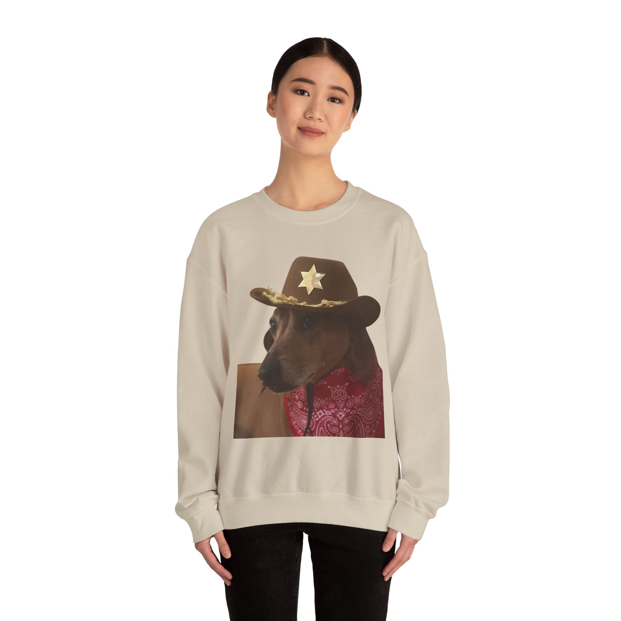 Funny Dog Sheriff Crewneck Sweatshirt, Unisex Humor Pullover, Pet Lover Gift, Cozy Casual Wear, Animal Lover Apparel
