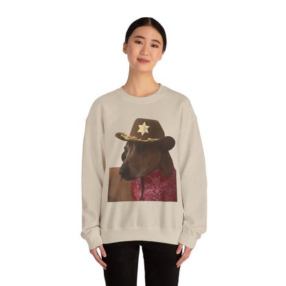 Funny Dog Sheriff Crewneck Sweatshirt, Unisex Humor Pullover, Pet Lover Gift, Cozy Casual Wear, Animal Lover Apparel