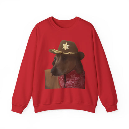 Funny Dog Sheriff Crewneck Sweatshirt, Unisex Humor Pullover, Pet Lover Gift, Cozy Casual Wear, Animal Lover Apparel
