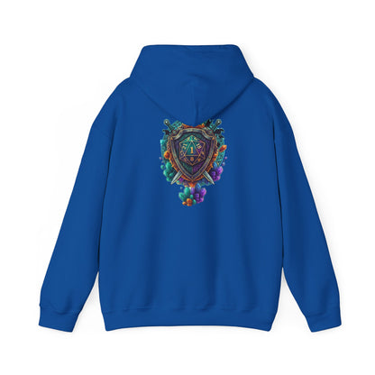 Vibrant Shield Graphic Hoodie for Artsy Souls Design On Back, Ideal Gift for Art Lovers, Cozy Layer for All Seasons, Unique Sweatshirt for [...]