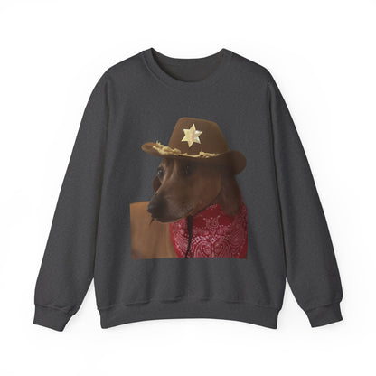 Funny Dog Sheriff Crewneck Sweatshirt, Unisex Humor Pullover, Pet Lover Gift, Cozy Casual Wear, Animal Lover Apparel