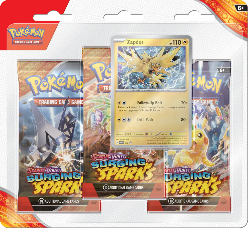 PRE ORDER Pokemon SV8 Surging Sparks 3pk Blister 11/8/24