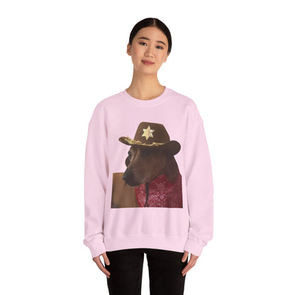 Funny Dog Sheriff Crewneck Sweatshirt, Unisex Humor Pullover, Pet Lover Gift, Cozy Casual Wear, Animal Lover Apparel