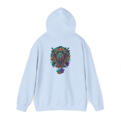 Vibrant Shield Graphic Hoodie for Artsy Souls Design On Back, Ideal Gift for Art Lovers, Cozy Layer for All Seasons, Unique Sweatshirt for [...]