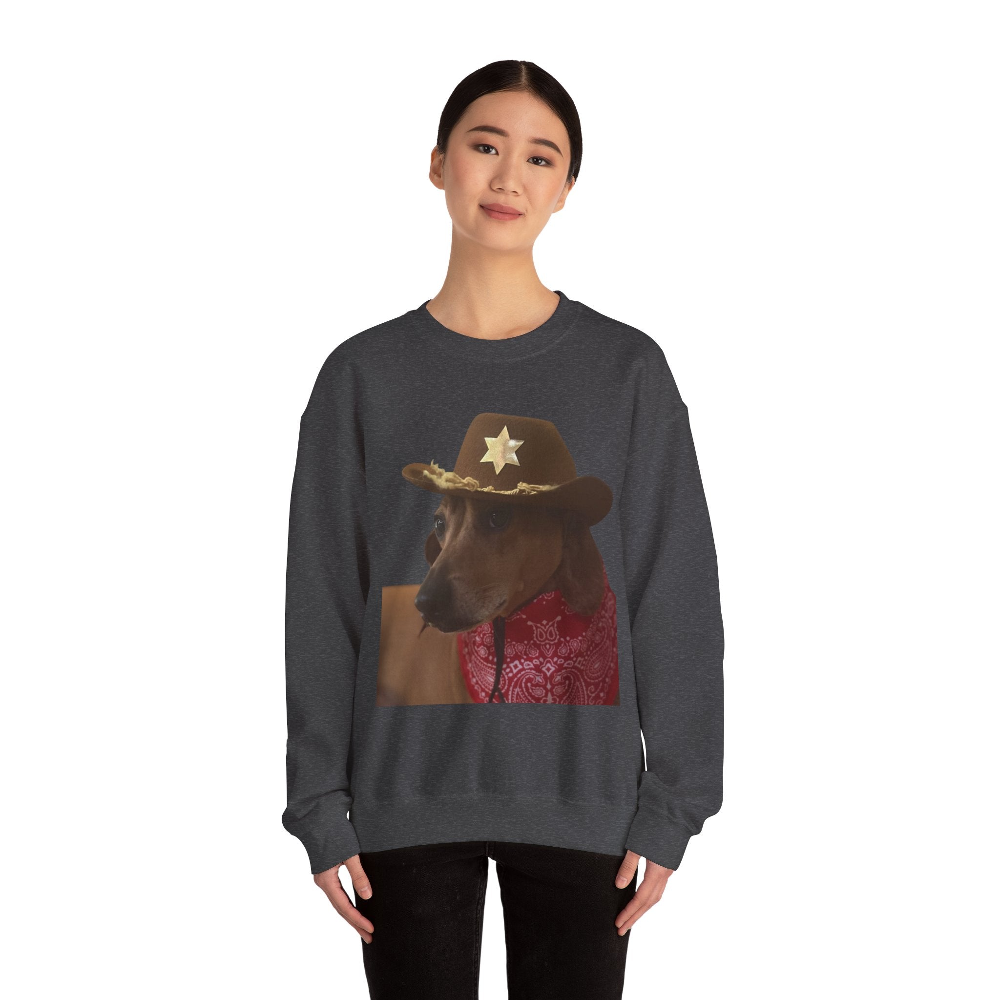Funny Dog Sheriff Crewneck Sweatshirt, Unisex Humor Pullover, Pet Lover Gift, Cozy Casual Wear, Animal Lover Apparel
