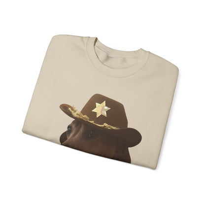 Funny Dog Sheriff Crewneck Sweatshirt, Unisex Humor Pullover, Pet Lover Gift, Cozy Casual Wear, Animal Lover Apparel