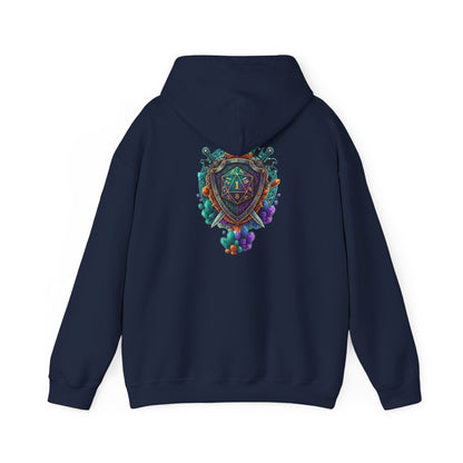 Vibrant Shield Graphic Hoodie for Artsy Souls Design On Back, Ideal Gift for Art Lovers, Cozy Layer for All Seasons, Unique Sweatshirt for [...]