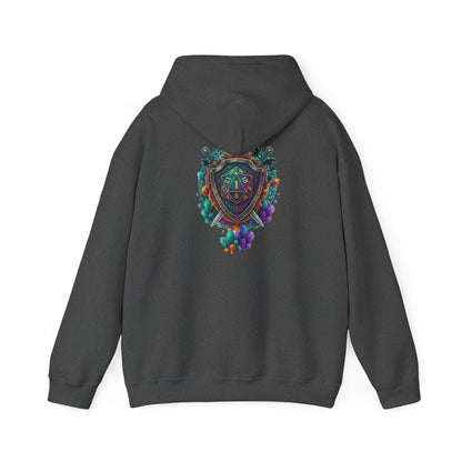 Vibrant Shield Graphic Hoodie for Artsy Souls Design On Back, Ideal Gift for Art Lovers, Cozy Layer for All Seasons, Unique Sweatshirt for [...]