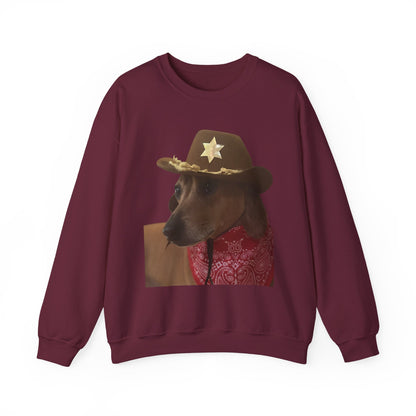 Funny Dog Sheriff Crewneck Sweatshirt, Unisex Humor Pullover, Pet Lover Gift, Cozy Casual Wear, Animal Lover Apparel