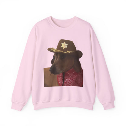 Funny Dog Sheriff Crewneck Sweatshirt, Unisex Humor Pullover, Pet Lover Gift, Cozy Casual Wear, Animal Lover Apparel