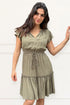 Mireille Short Dress Frilled Sleeves Tiered Tie Waist-4