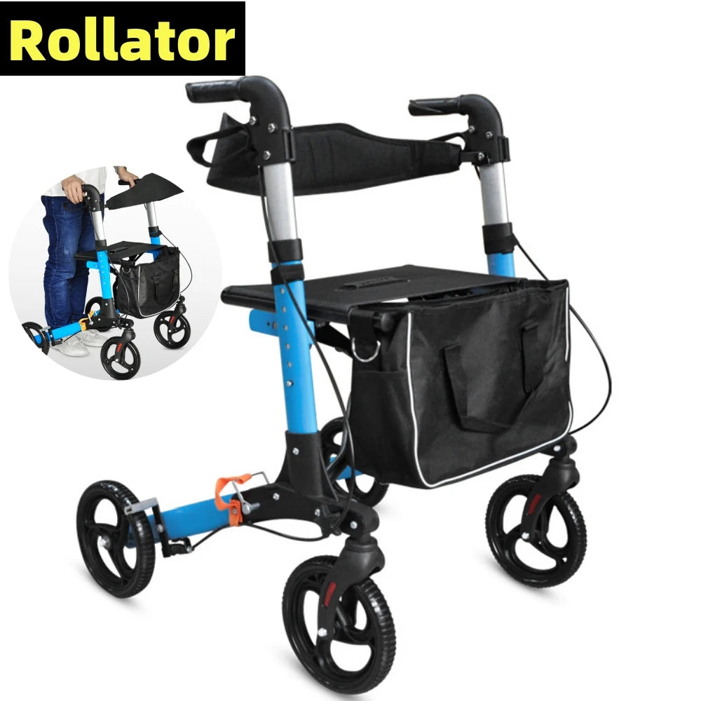 Rehabilition walker walking rollator - folding - aluminum